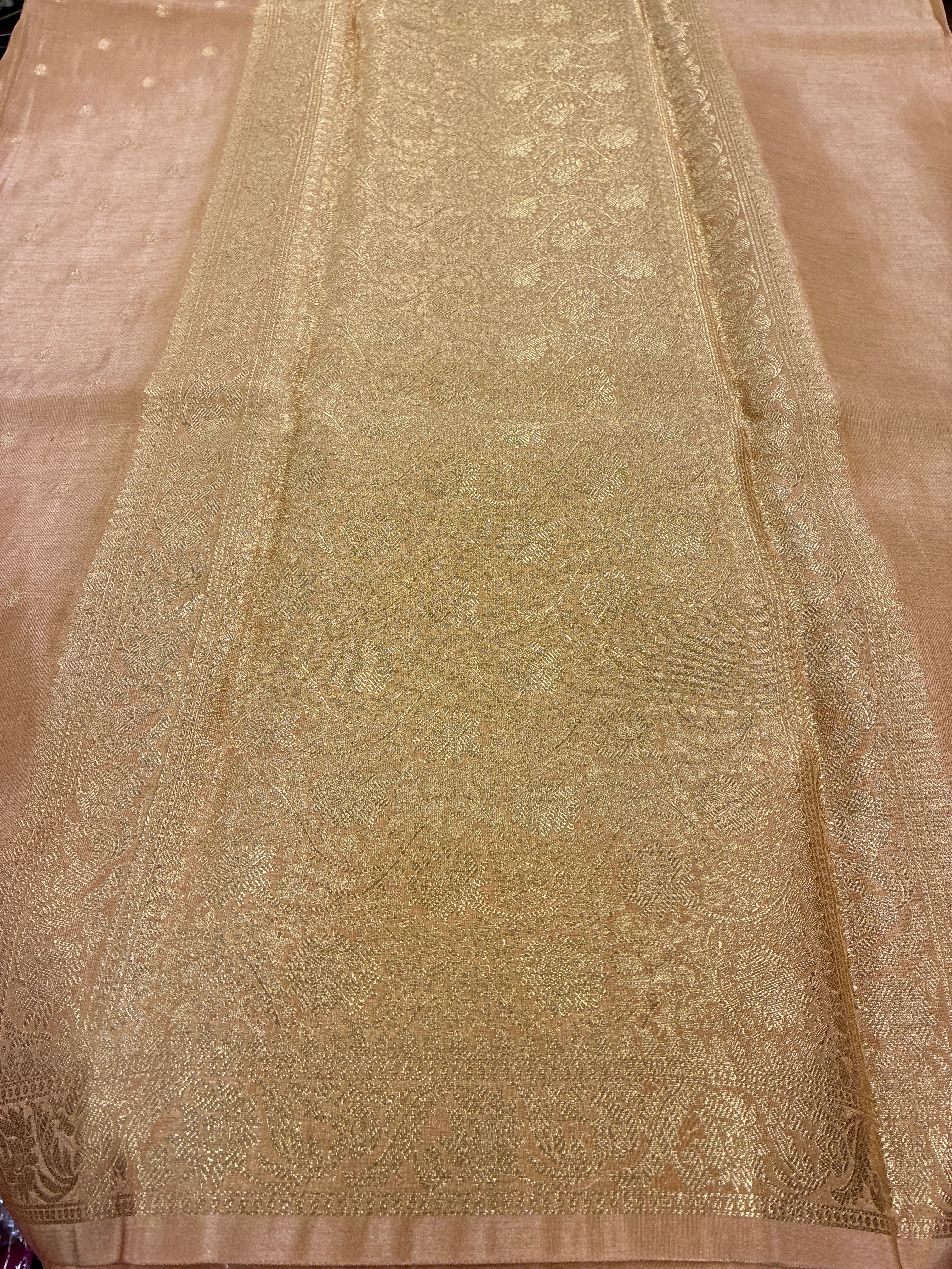 Tissue Silk woven traditional Banarasi saree - Light Peach