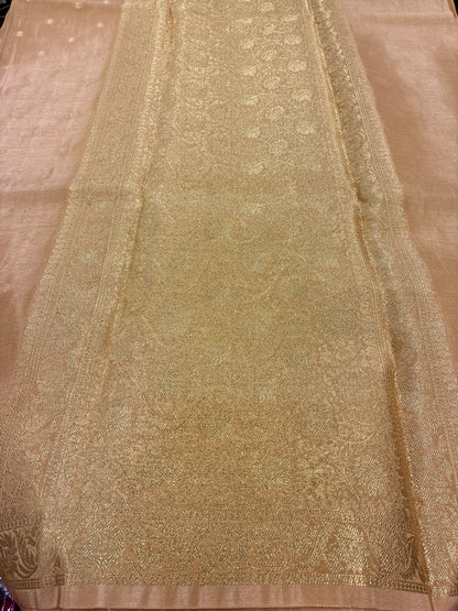 Tissue Silk woven traditional Banarasi saree - Light Peach