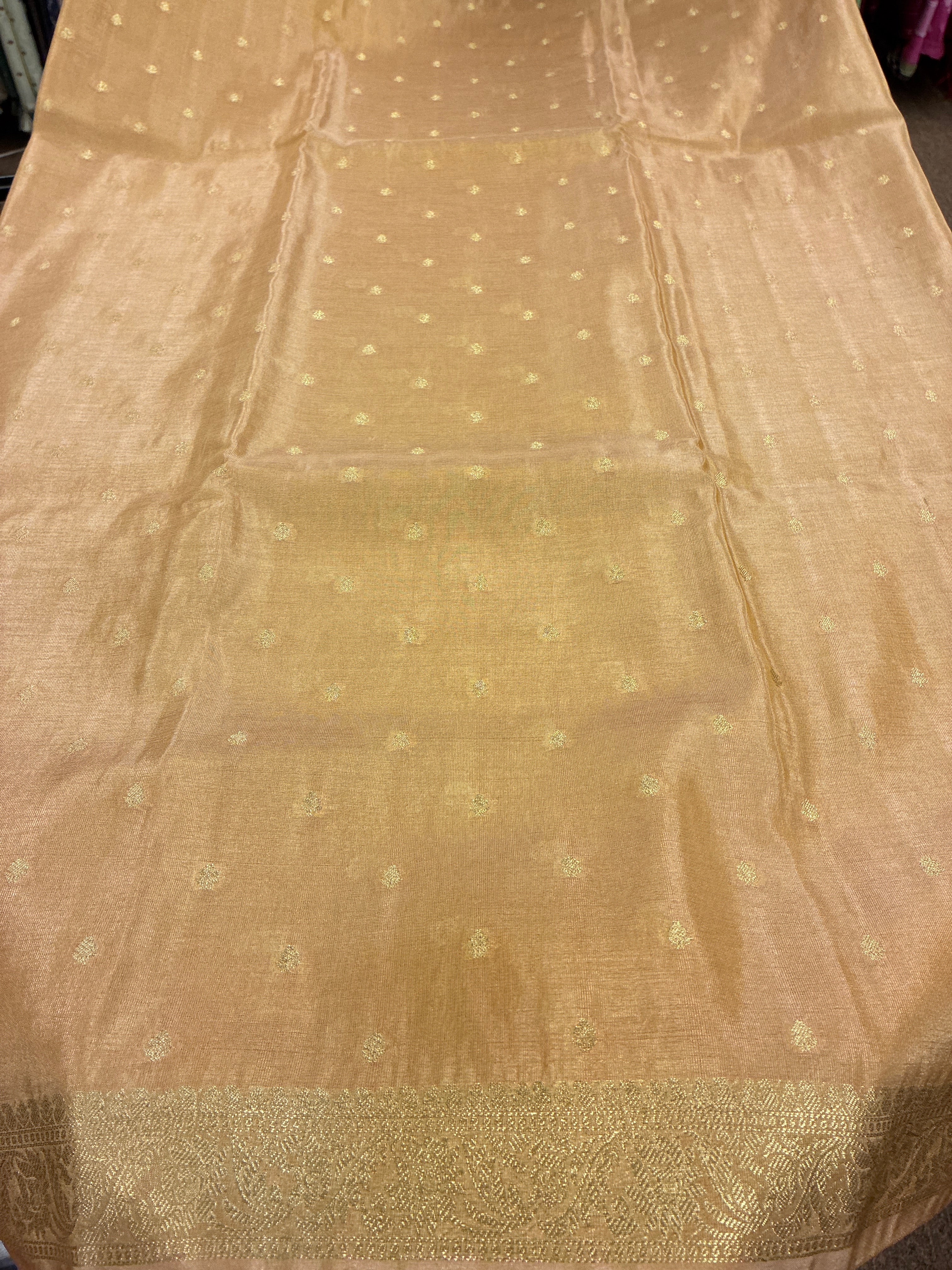 Tissue Silk woven traditional Banarasi saree - Light Peach