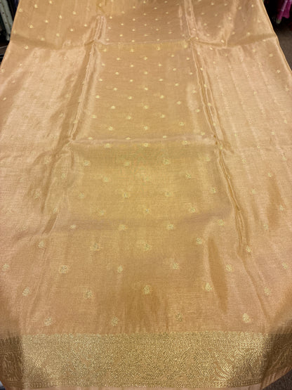 Tissue Silk woven traditional Banarasi saree - Light Peach
