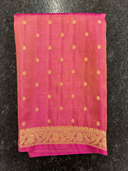 Tissue Silk woven traditional Banarasi saree - Dark Pink