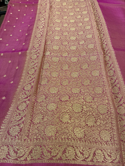 Tissue Silk woven traditional Banarasi saree - Dark Pink