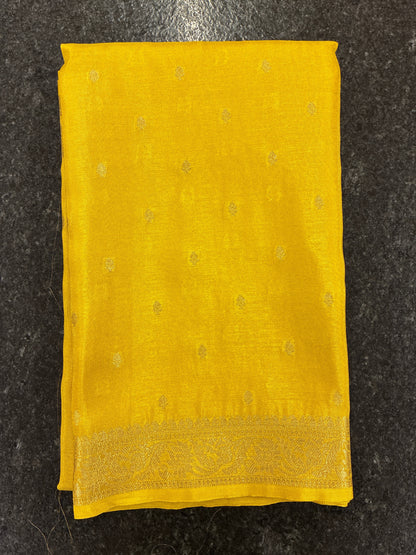 Tissue Silk woven traditional Banarasi saree - Yellow