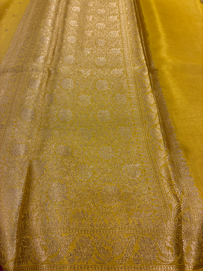 Tissue Silk woven traditional Banarasi saree - Yellow