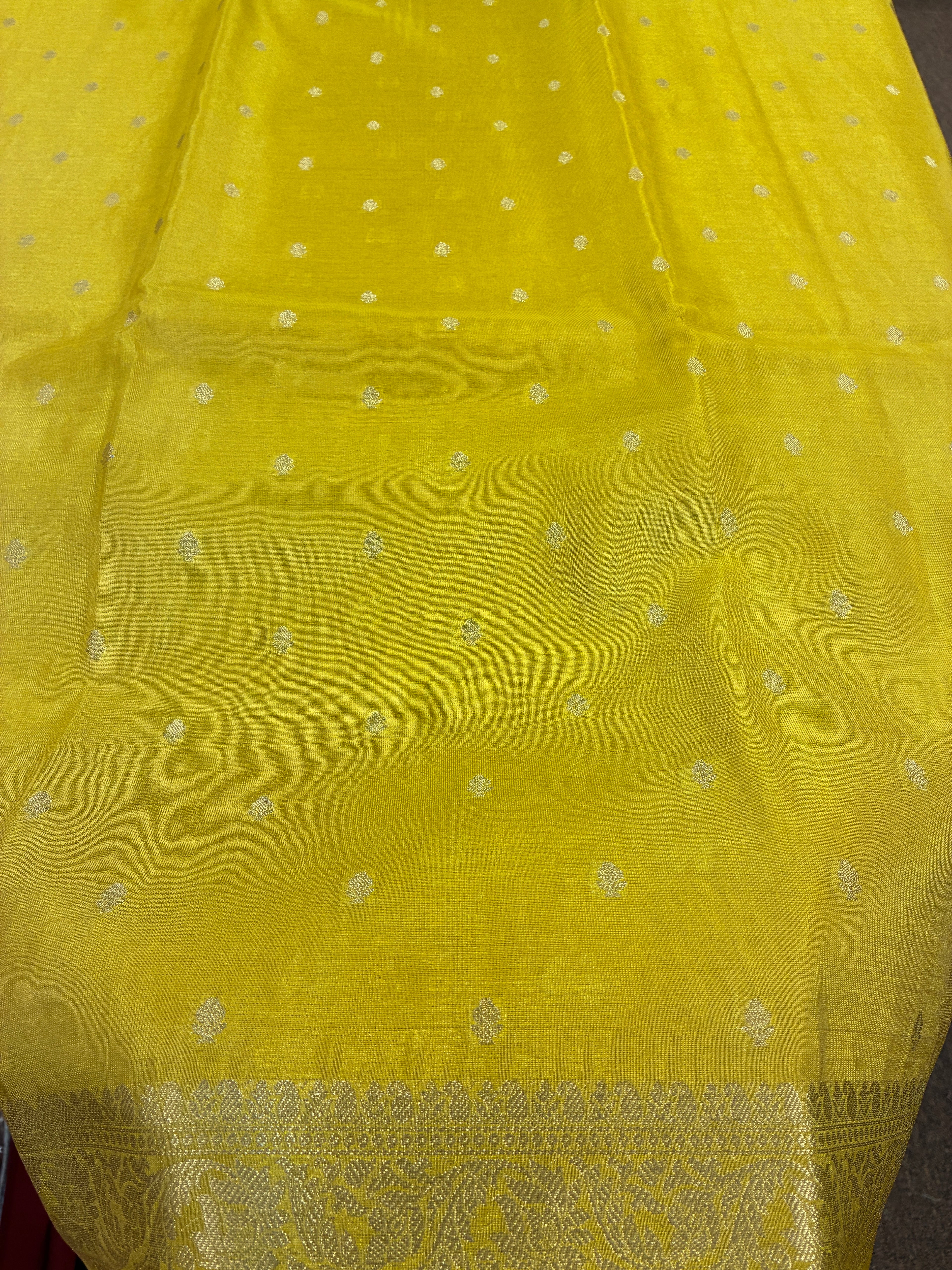 Tissue Silk woven traditional Banarasi saree - Yellow