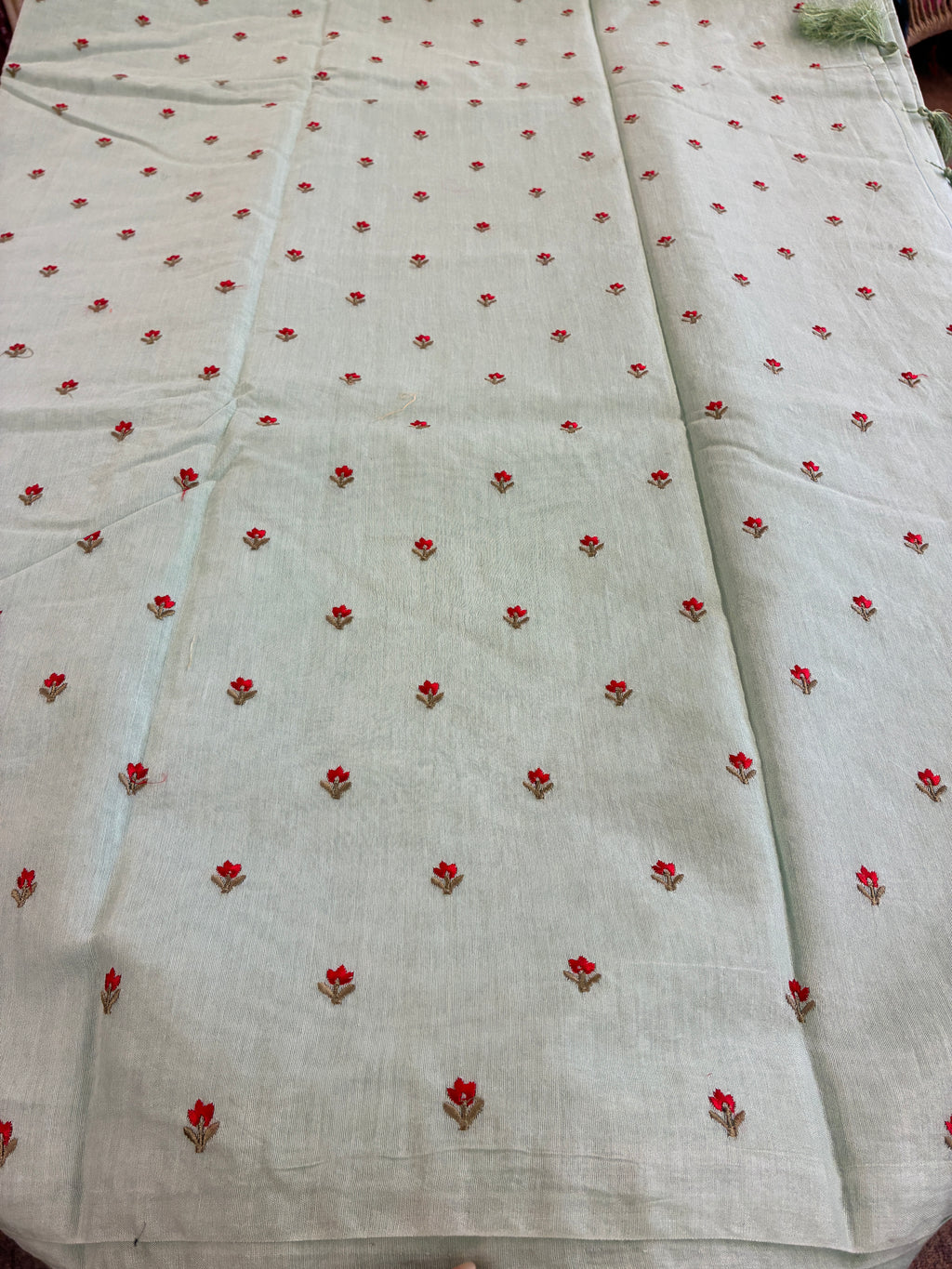 Banna's signature pure cotton saree - Greenish Blue