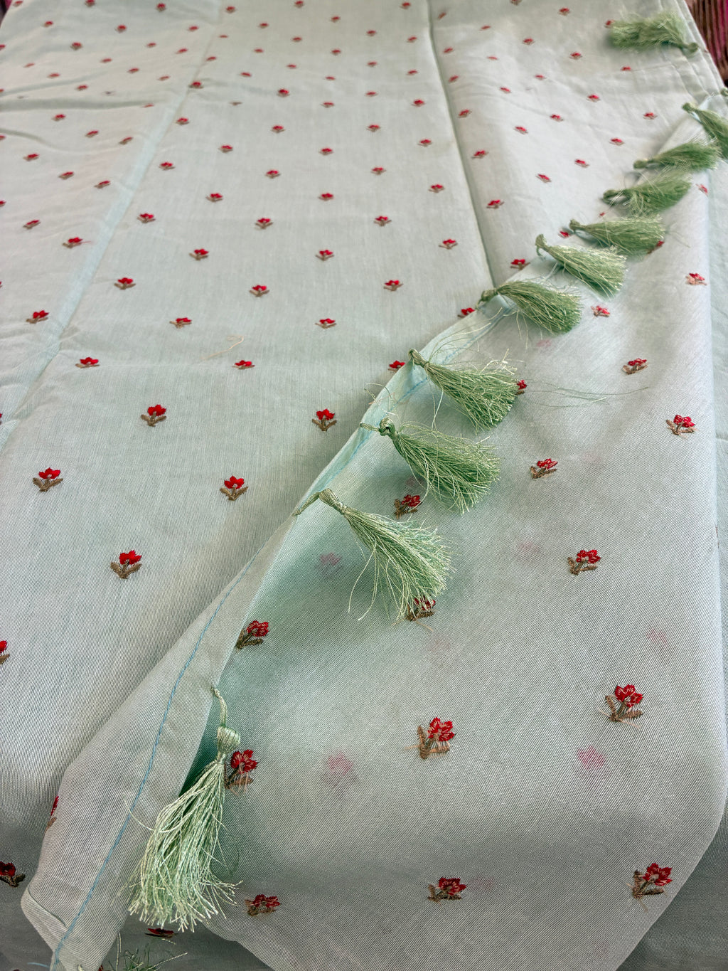 Banna's signature pure cotton saree - Greenish Blue