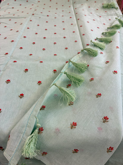 Banna's signature pure cotton saree - Greenish Blue