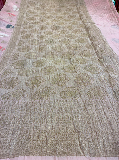 Banarasi Crush Cotton Saree - Light Pink