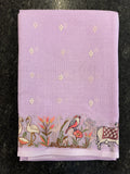 Soft Kota figurine embroidery saree - Lavender