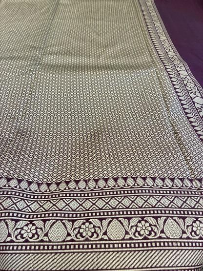 Handloom Katan Silk saree - Brown