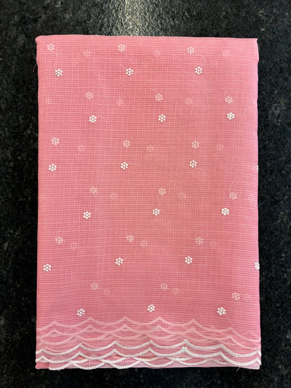 Soft Kota embroidery saree - Baby Pink