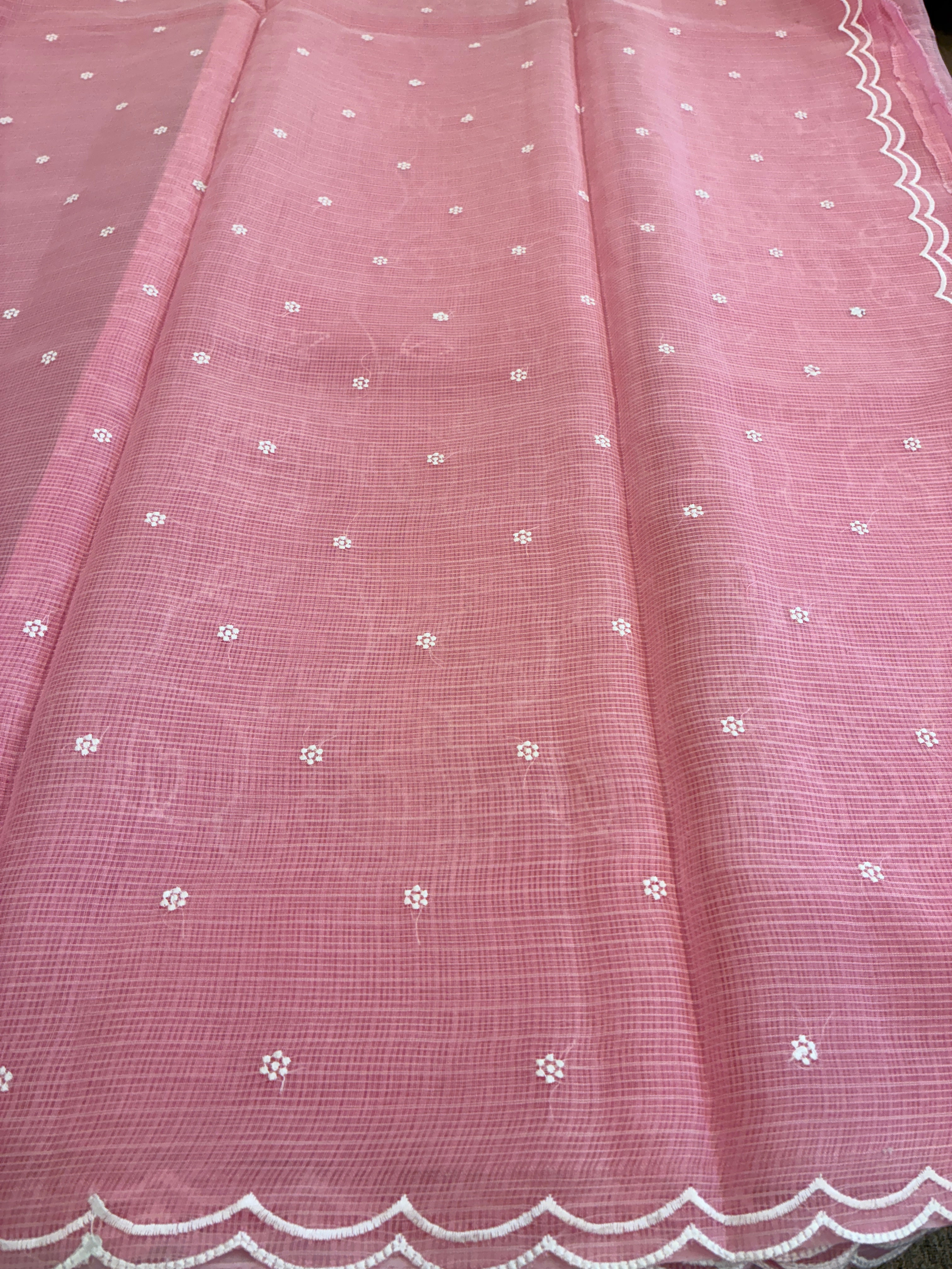 Soft Kota embroidery saree - Baby Pink