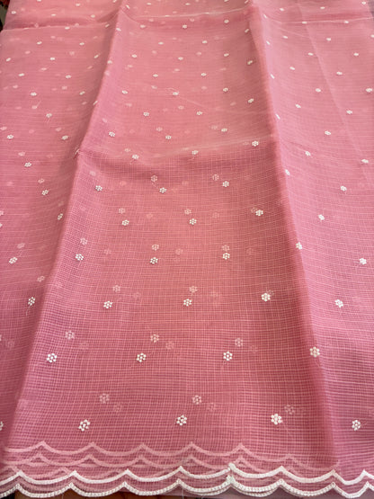Soft Kota embroidery saree - Baby Pink