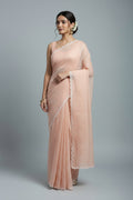 Soft Kota embroidery saree - Pastel Peach