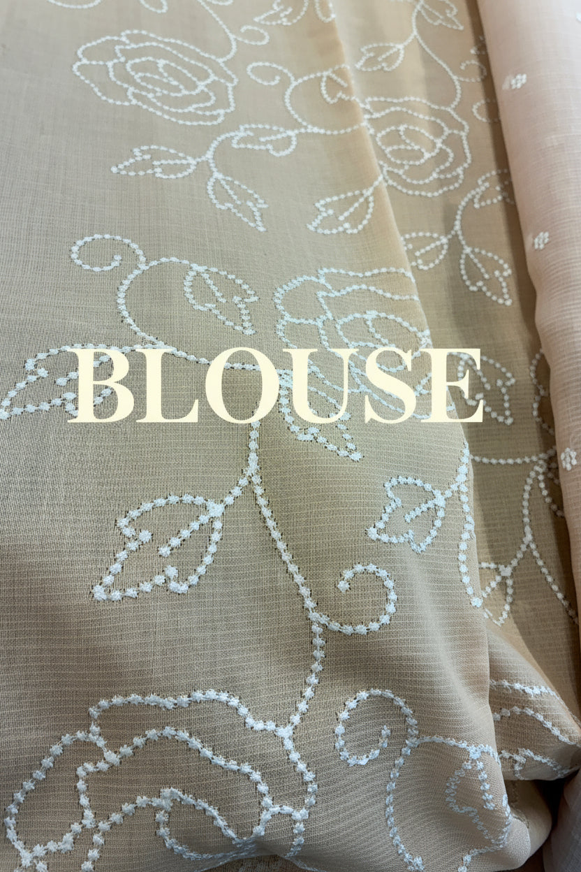 Soft Kota embroidery saree - Pastel Peach