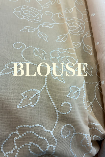 Soft Kota embroidery saree - Pastel Peach