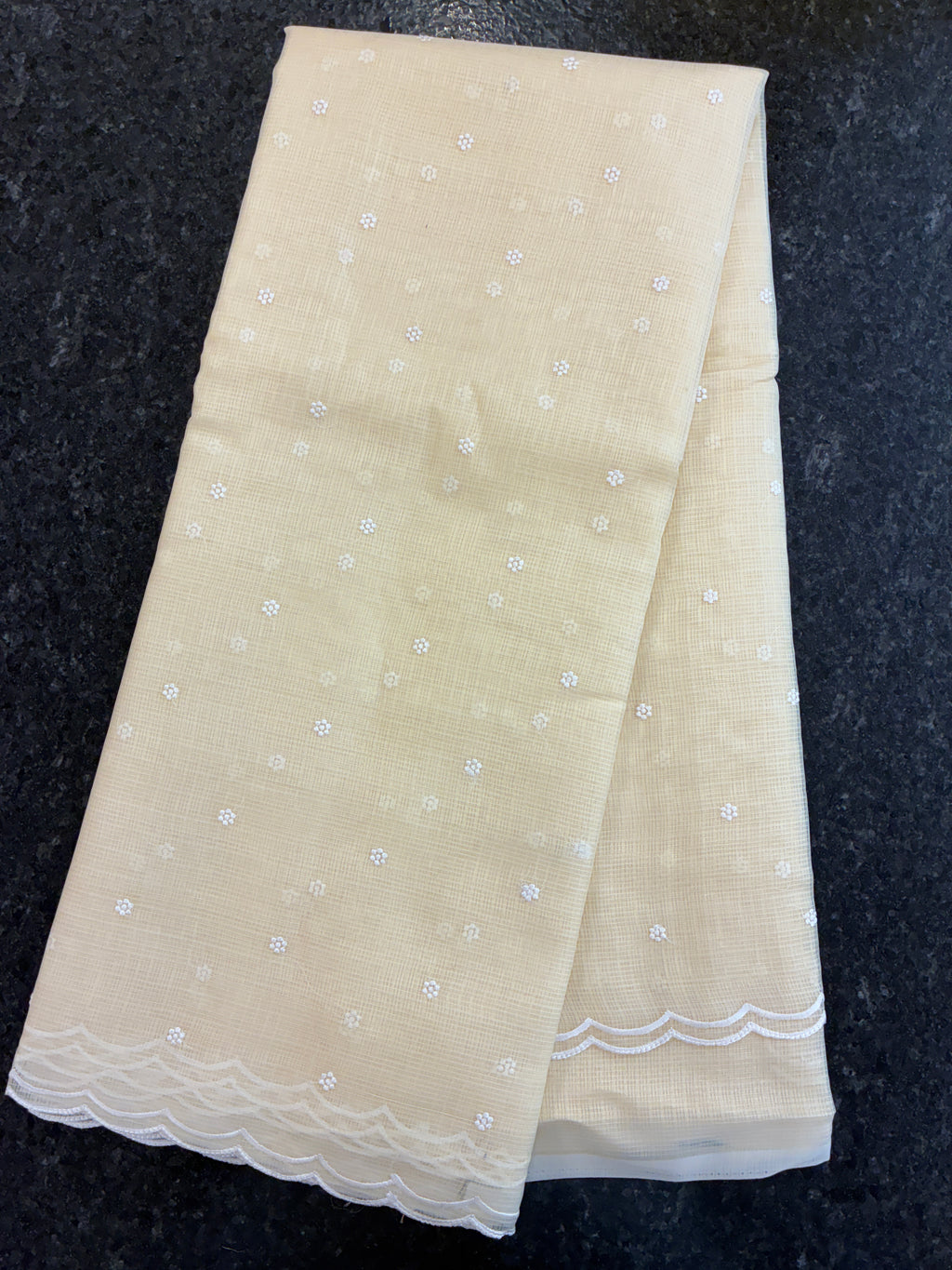 Soft Kota embroidery saree - Pastel yellow