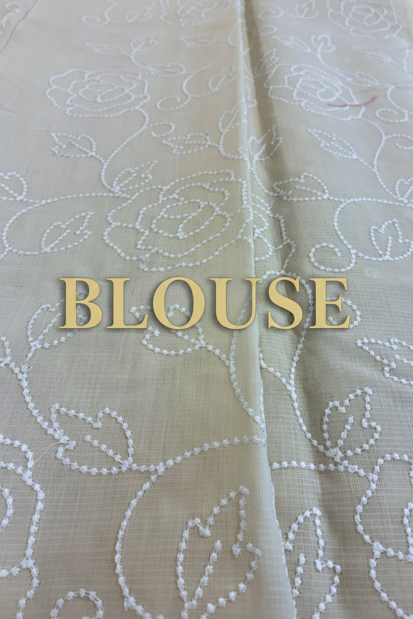 Soft Kota embroidery saree - Pastel yellow