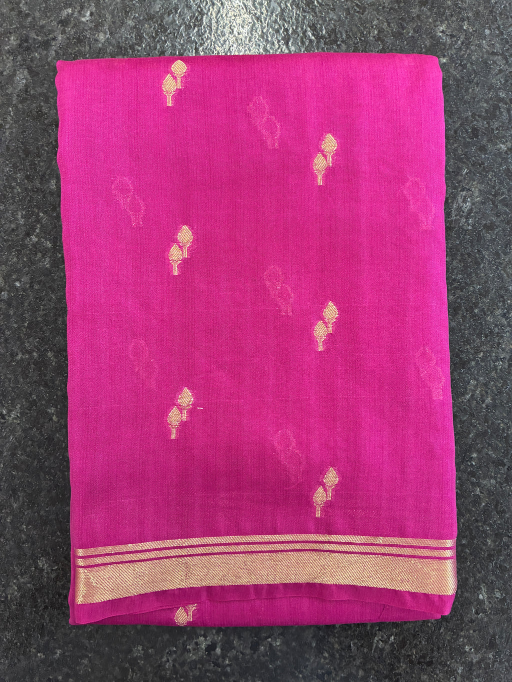 Simple semi silk saree with small border - Dark Magenta