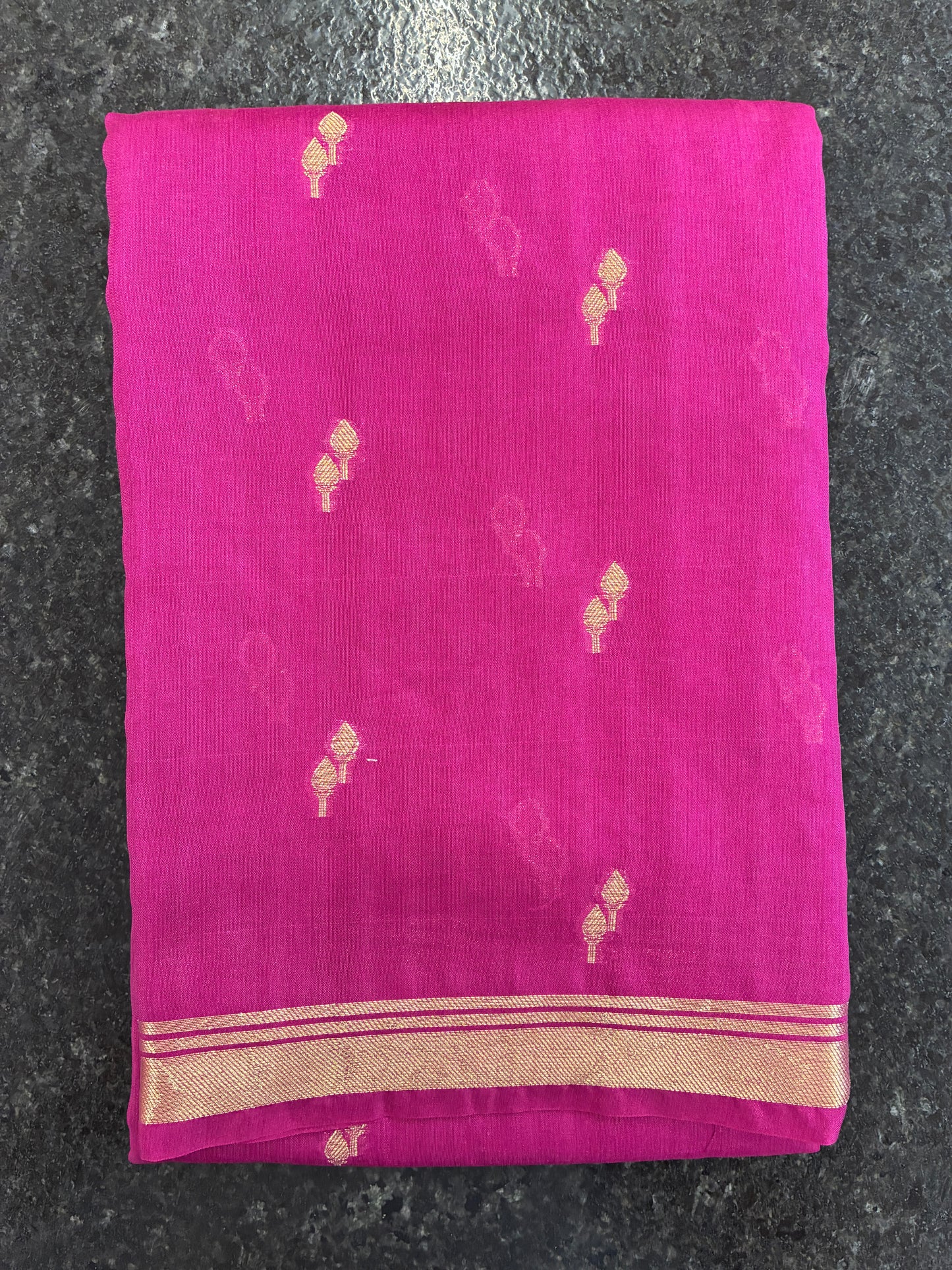 Simple semi silk saree with small border - Dark Magenta