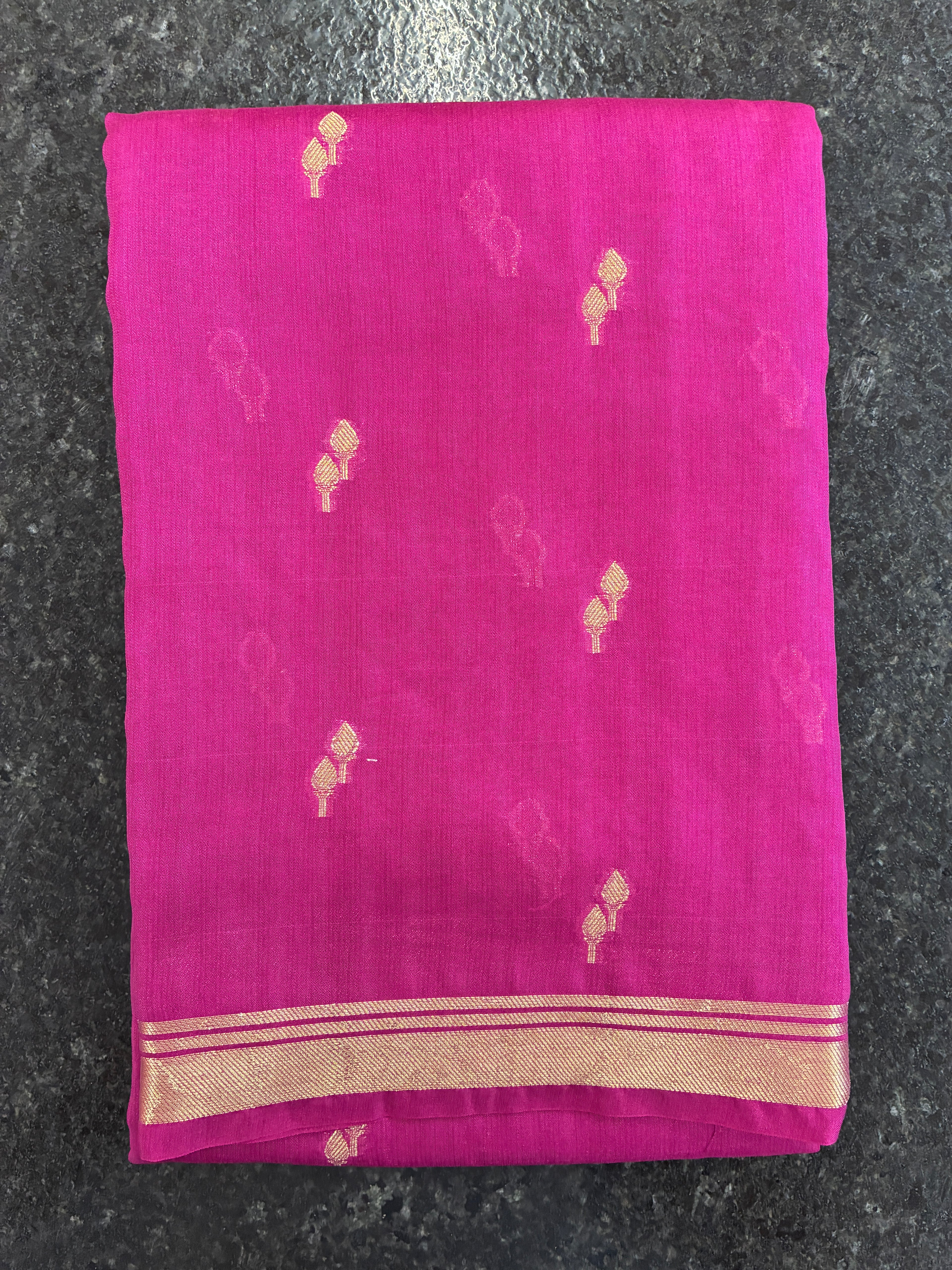 Simple semi silk saree with small border - Dark Magenta