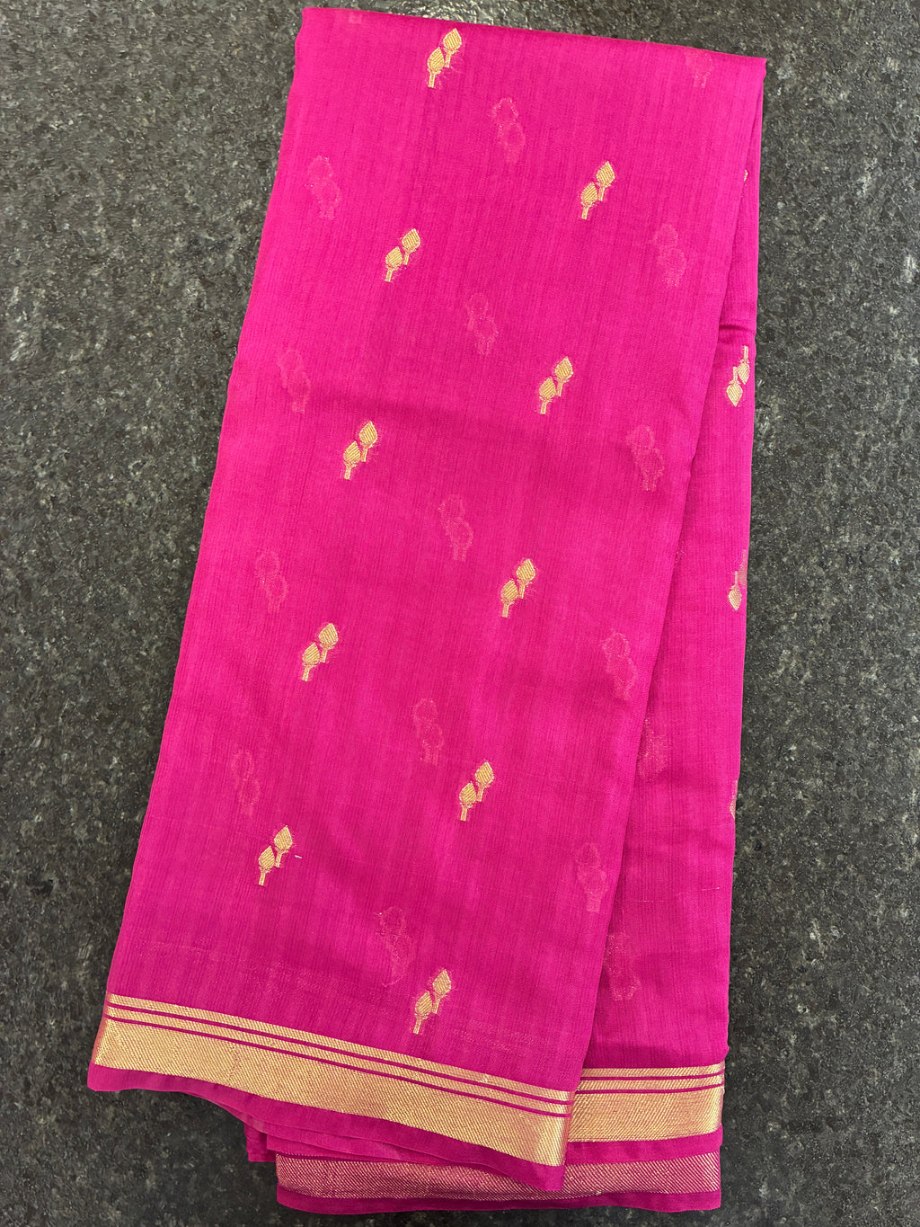Simple semi silk saree with small border - Dark Magenta