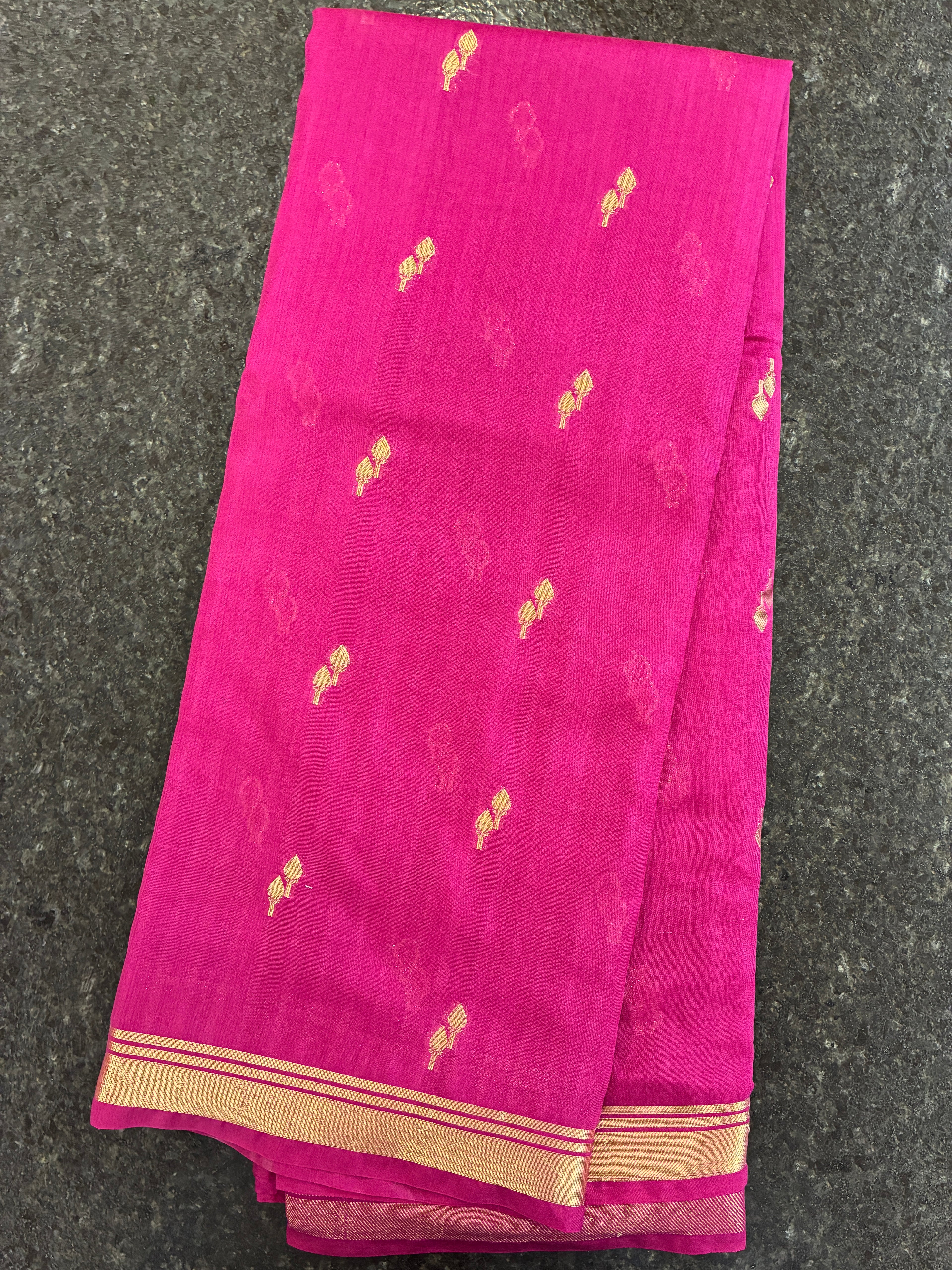 Simple semi silk saree with small border - Dark Magenta
