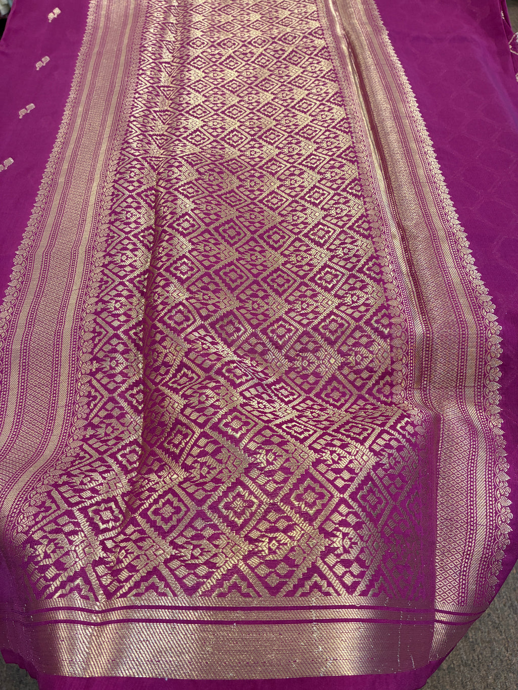 Simple semi silk saree with small border - Dark Magenta