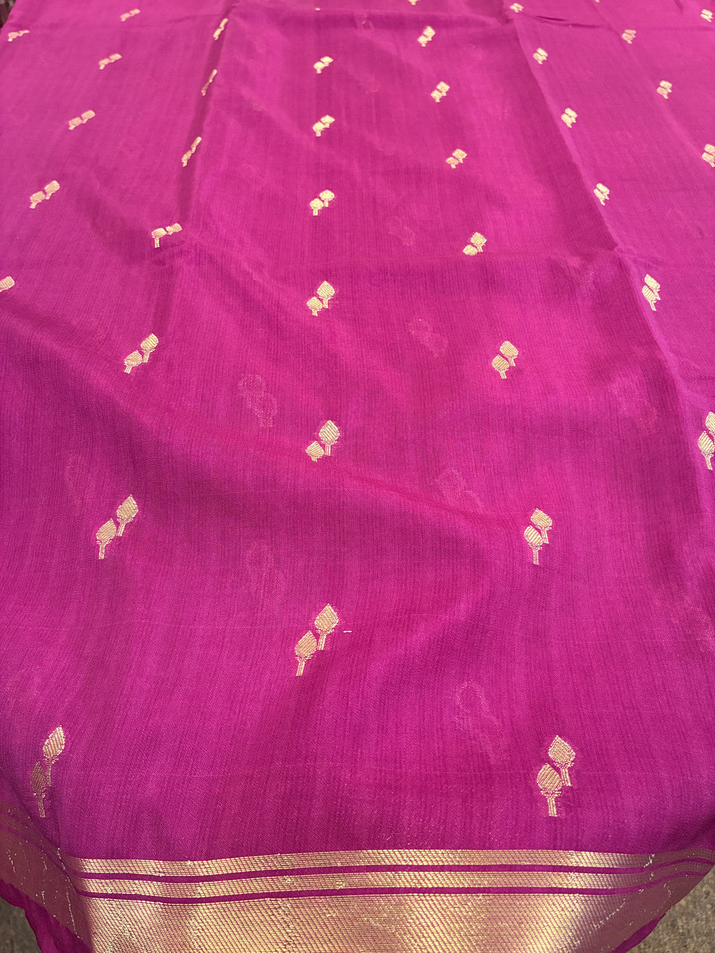 Simple semi silk saree with small border - Dark Magenta