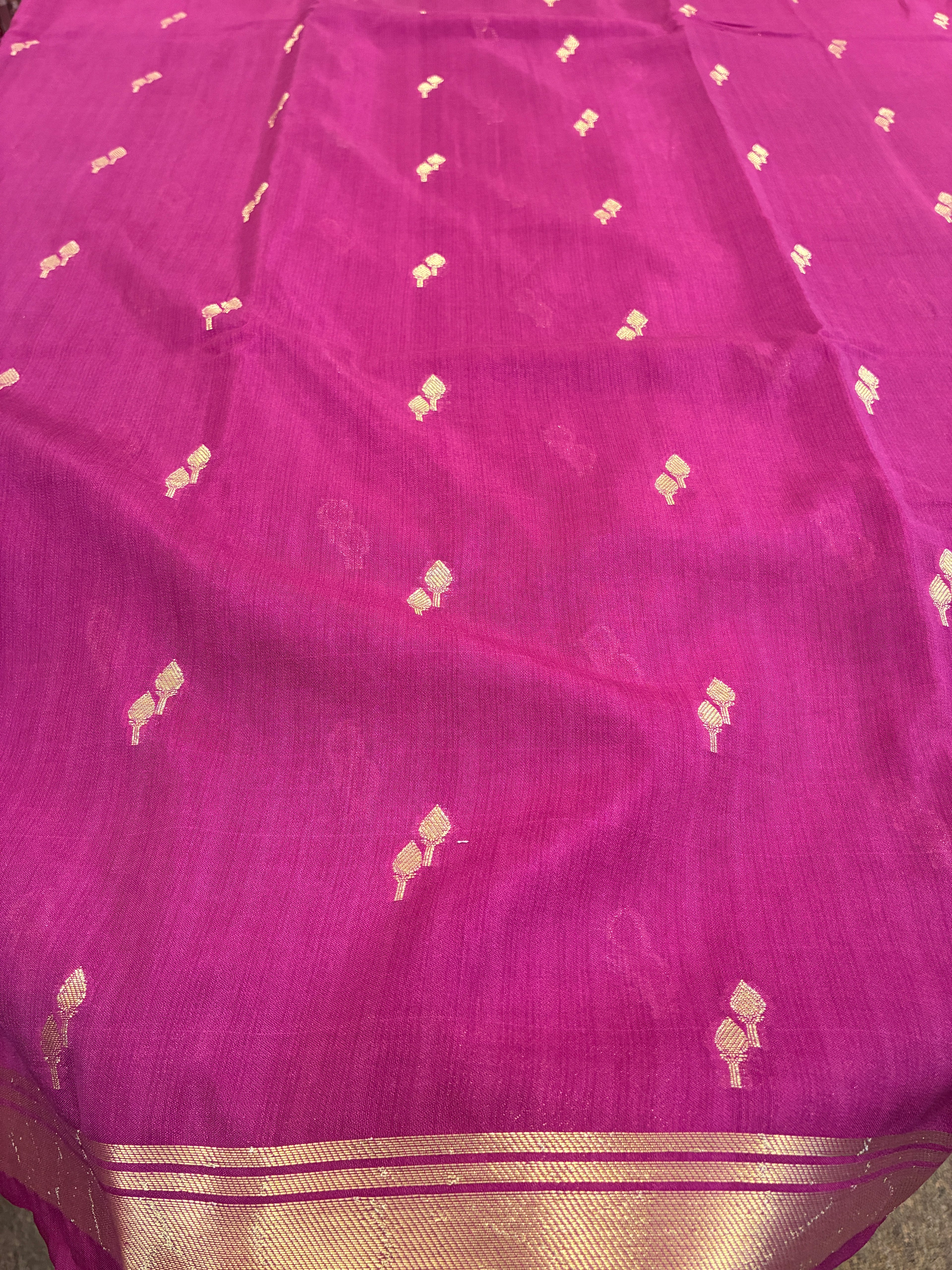 Simple semi silk saree with small border - Dark Magenta