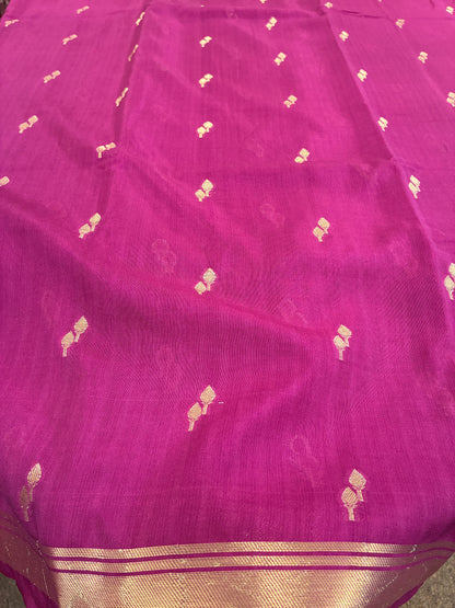 Simple semi silk saree with small border - Dark Magenta
