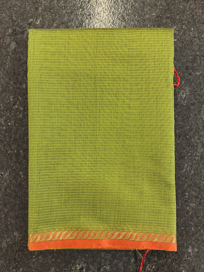 Cotton silk saree - Green and Red