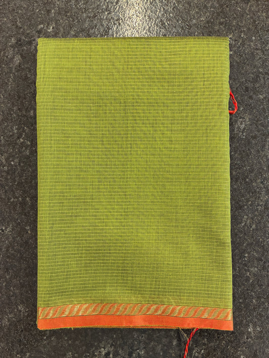 Cotton silk saree - Green and Red