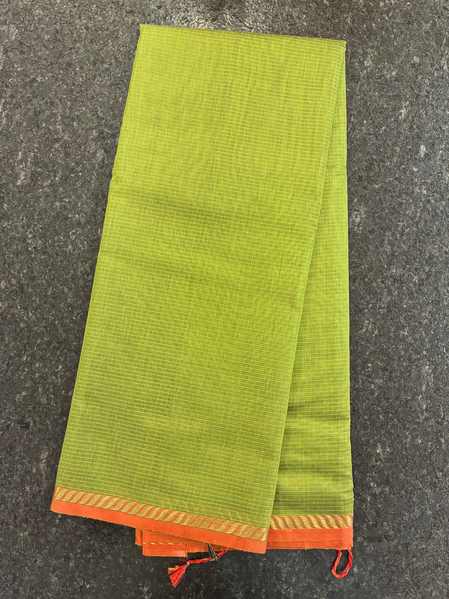 Cotton silk saree - Green and Red