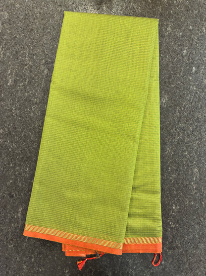 Cotton silk saree - Green and Red