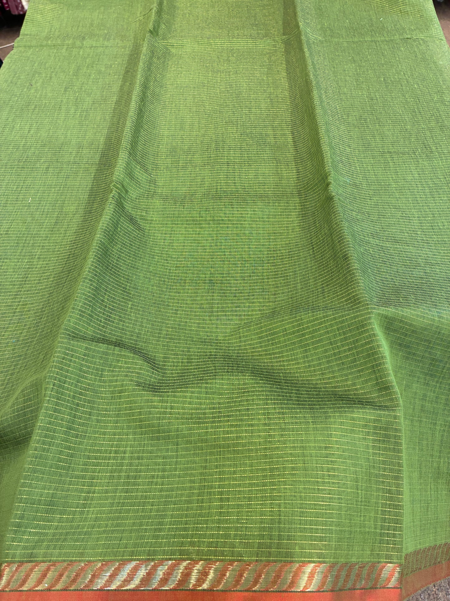 Cotton silk saree - Green and Red