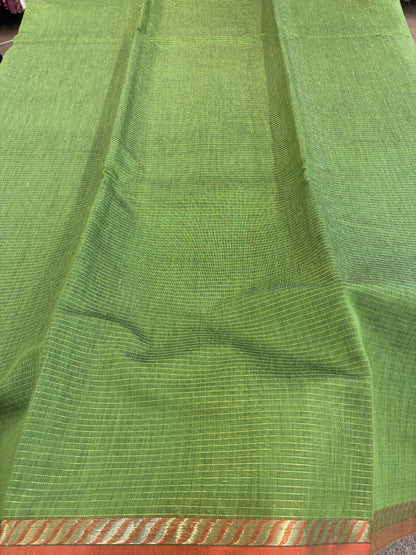 Cotton silk saree - Green and Red