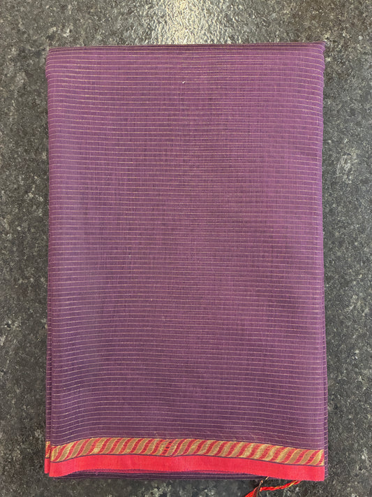 Cotton silk saree - Wine purple and red