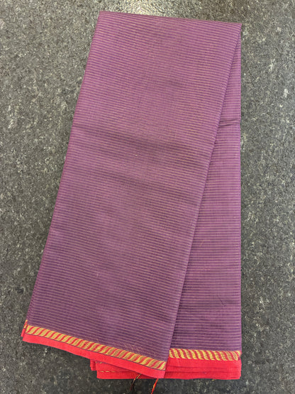Cotton silk saree - Wine purple and red