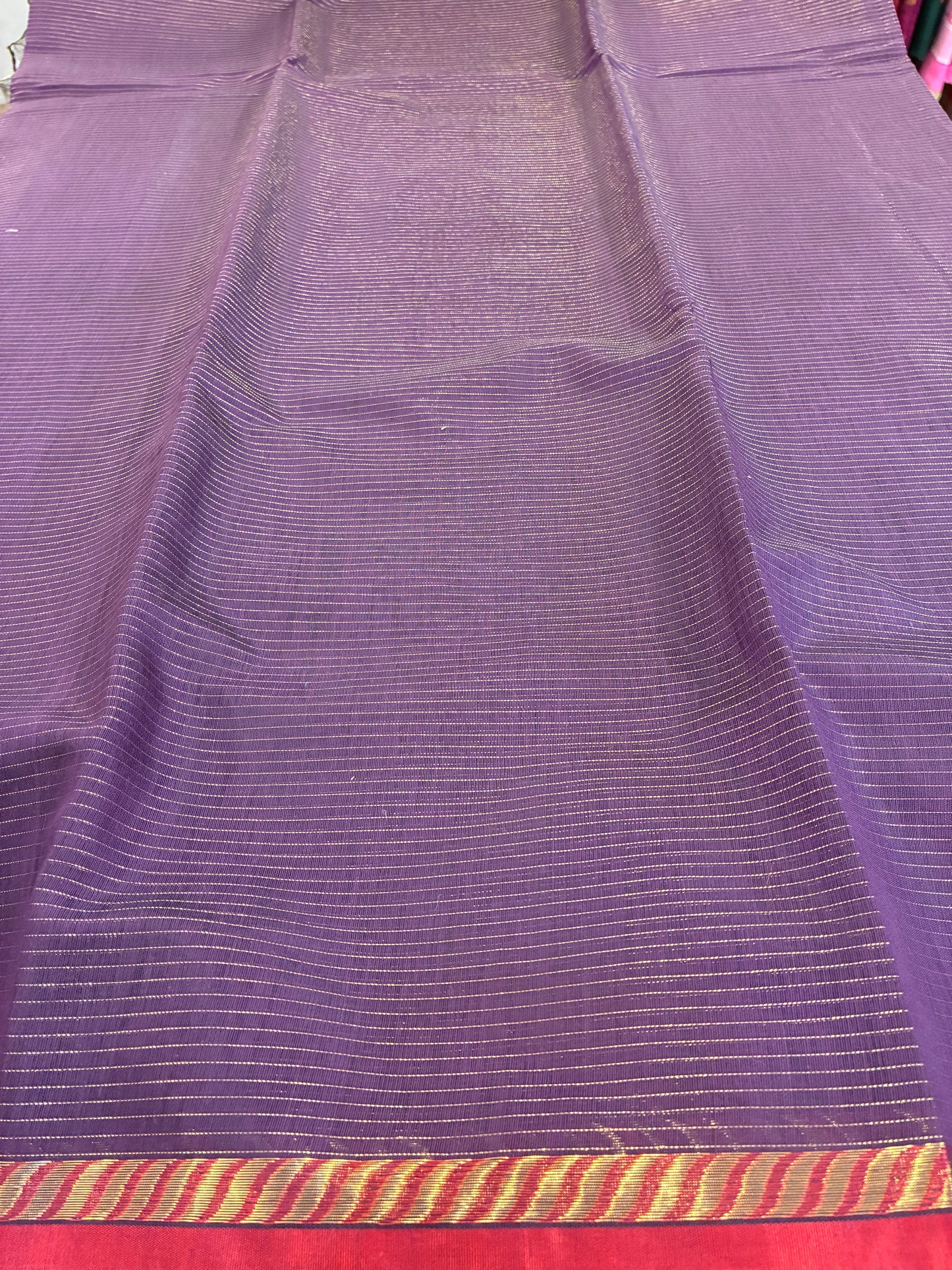 Cotton silk saree - Wine purple and red
