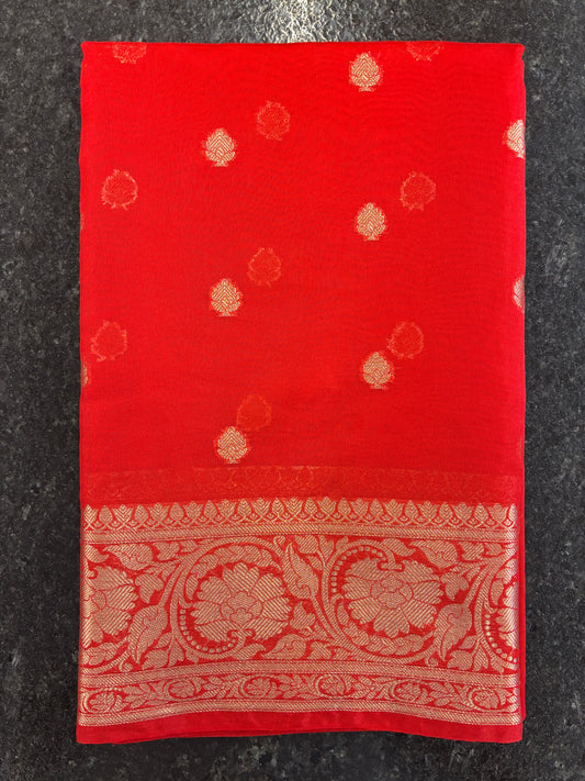 Banarasi semi georgette saree - Red