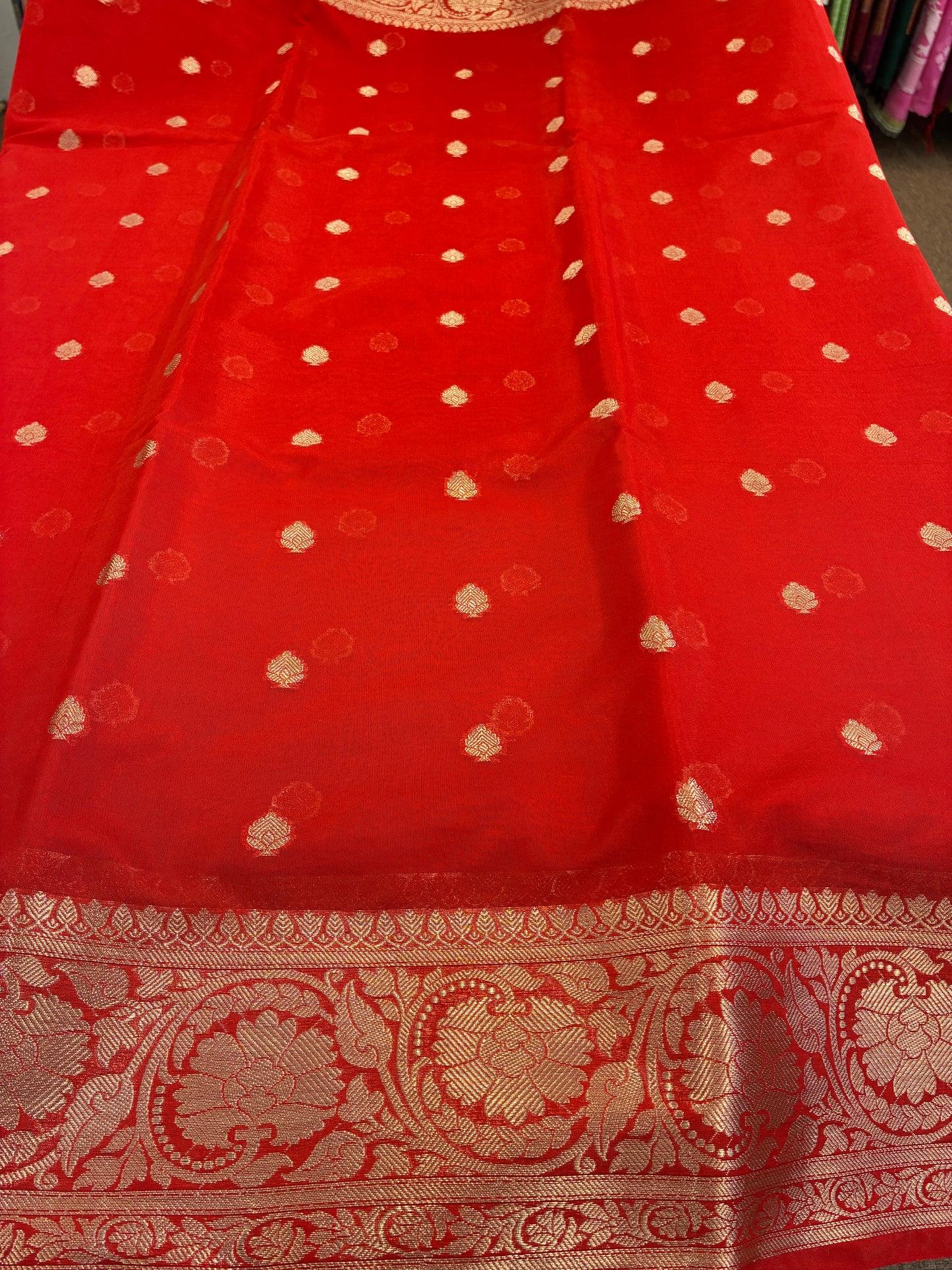 Banarasi semi georgette saree - Red