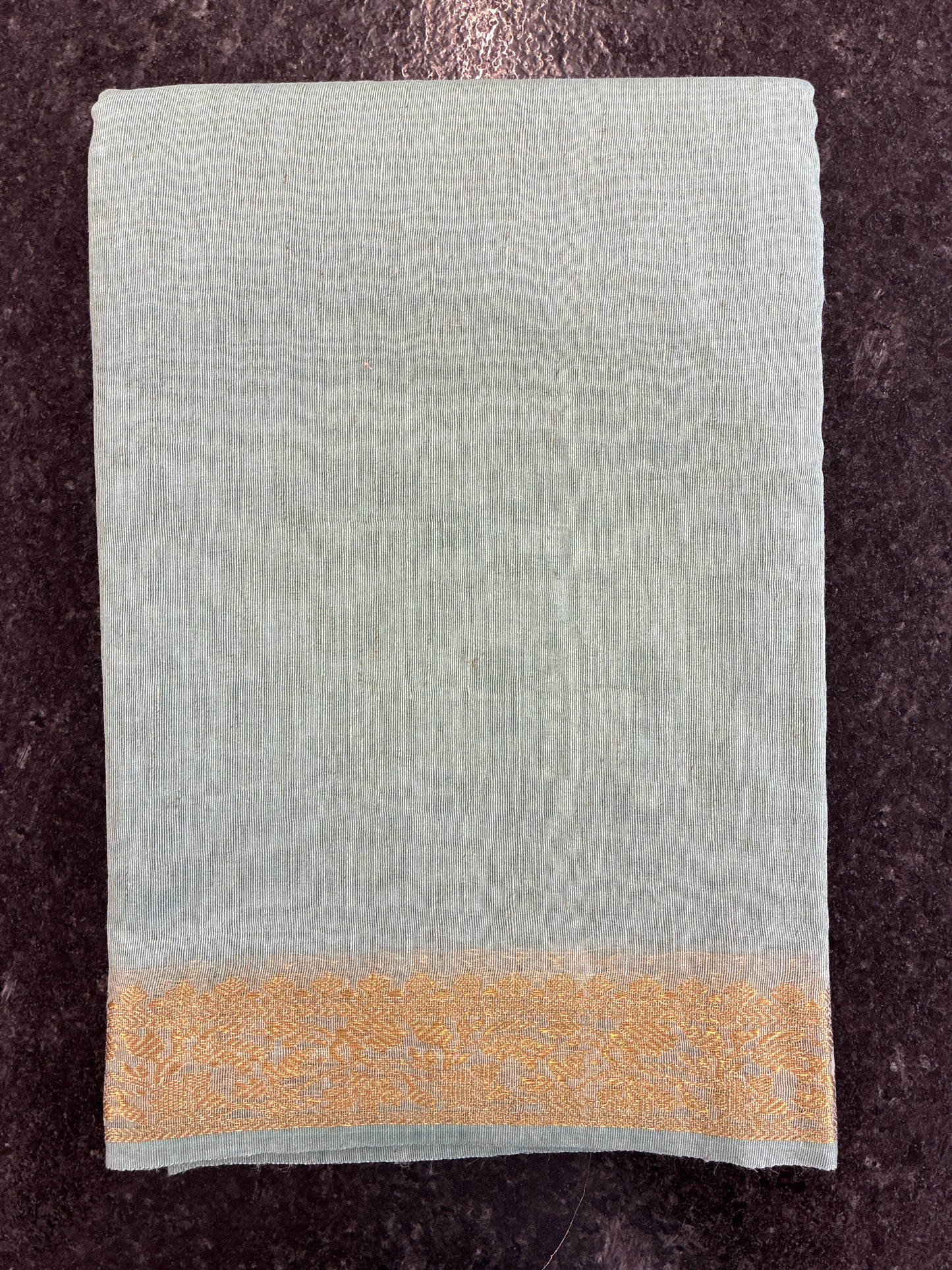 Linen Saree - Pastel Cyan Green