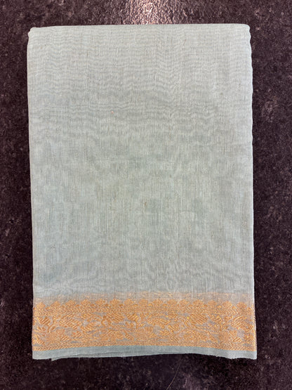 Linen Saree - Pastel Cyan Green