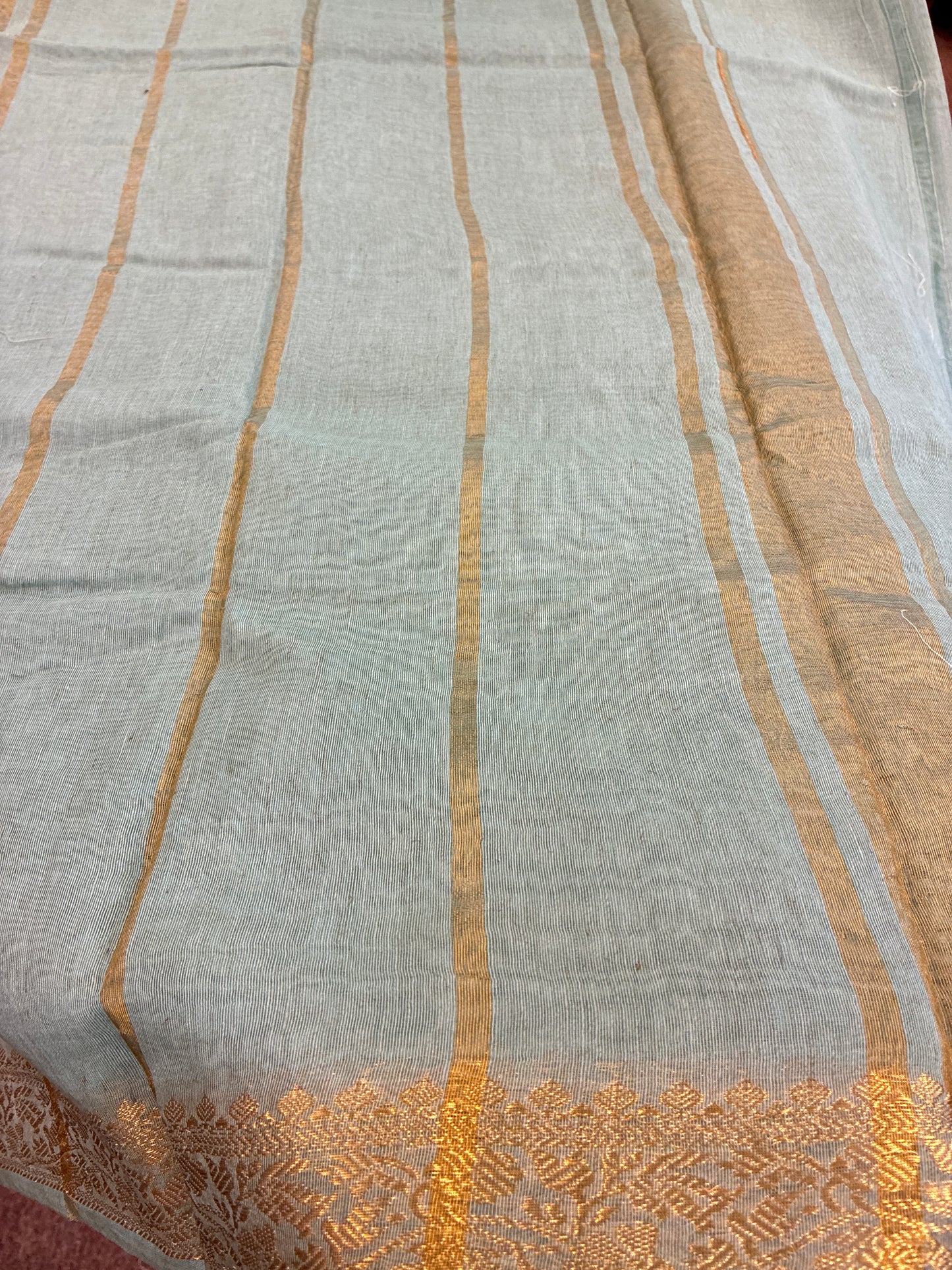 Linen Saree - Pastel Cyan Green