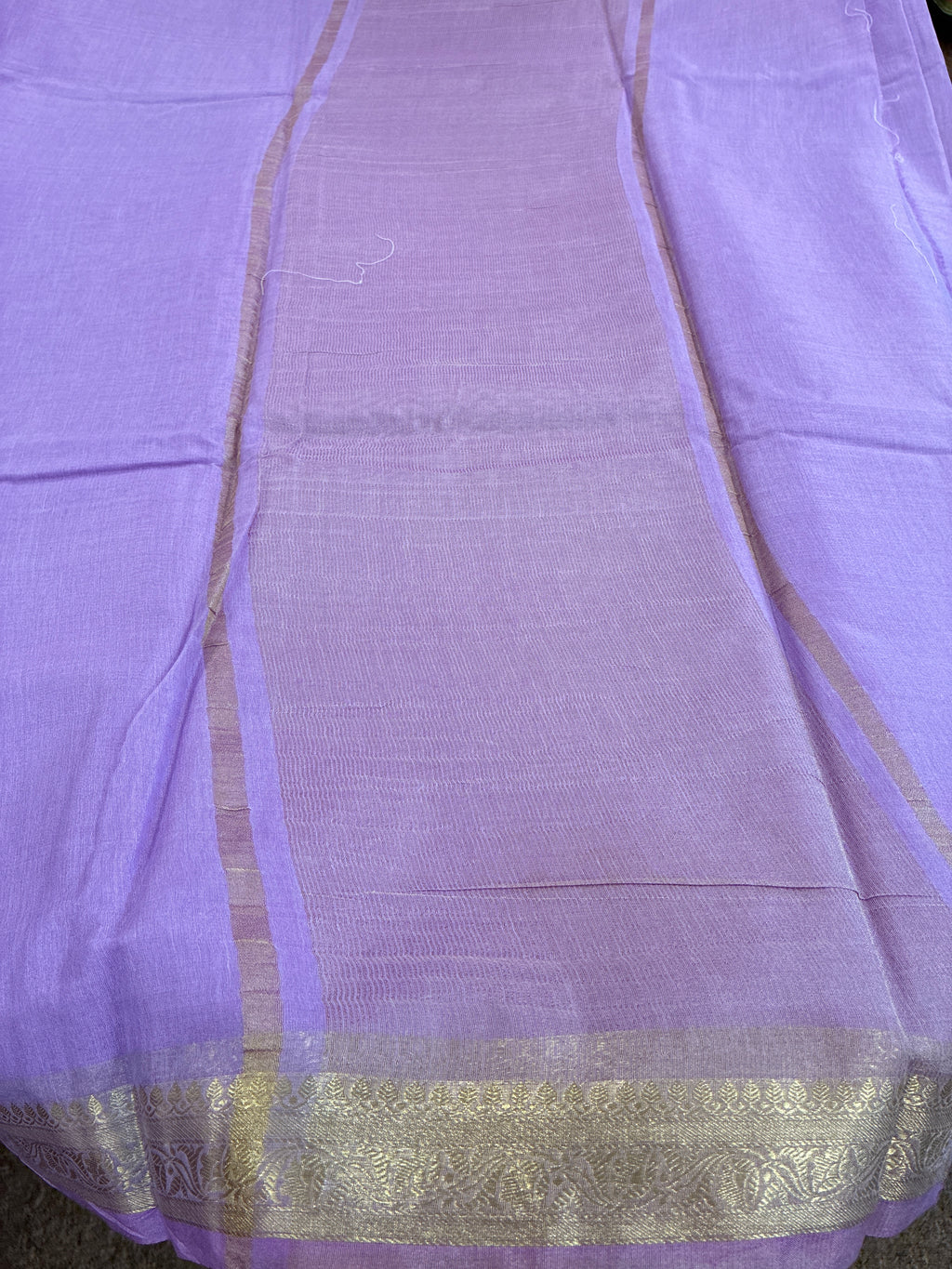 Pure Chanderi Cotton Saree - Lavender