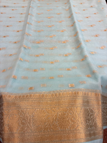 Banarasi Organza saree - Sky Blue
