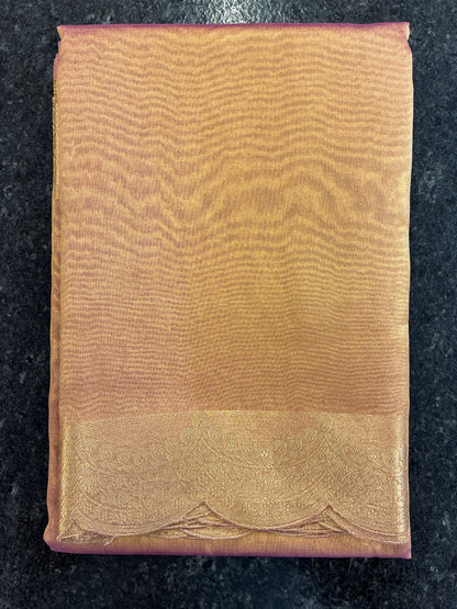 Glam tissue saree with Scallop - Pink