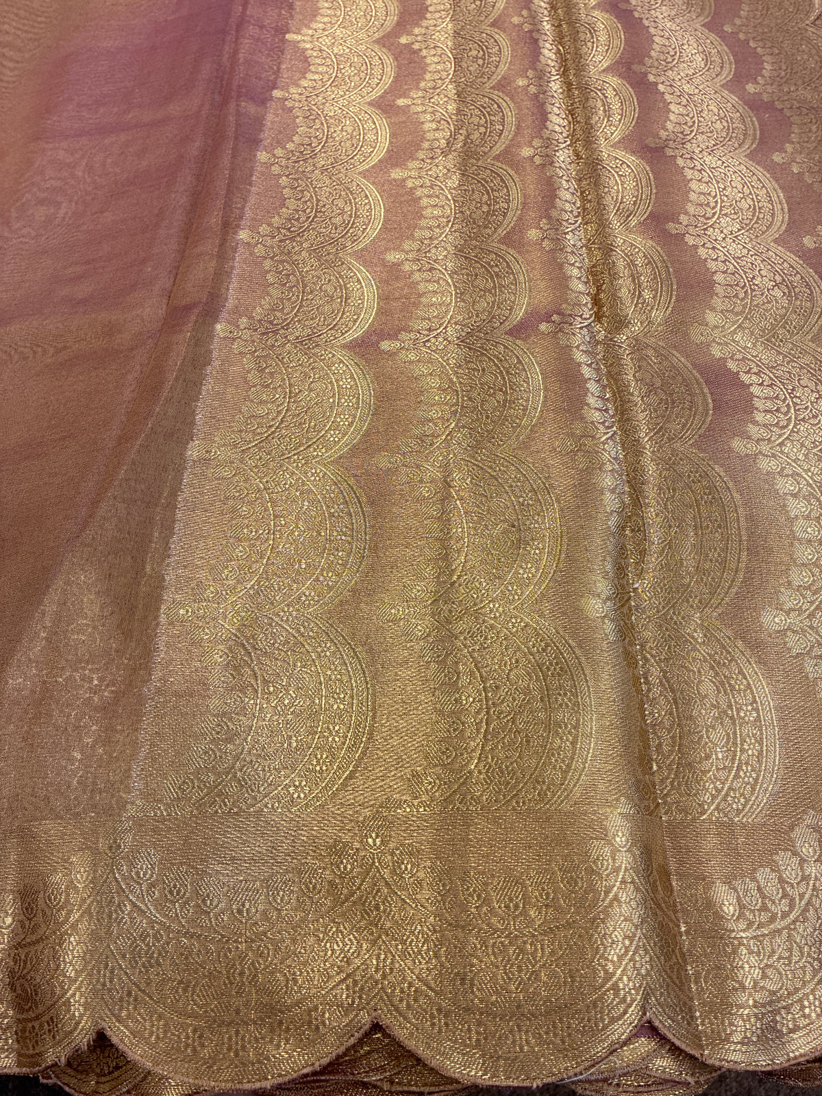 Glam tissue saree with Scallop - Pink